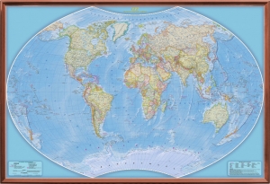Карта мира рельефная политическая (3D рельеф) ― Параллель