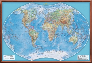 Карта мира рельефная общегеографическая (3D рельеф) ― Параллель