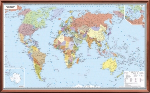Рельефная политическая карта мира (3D рельеф) ― Параллель