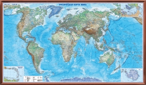 Рельефная физическая карта мира (3D рельеф) ― Параллель