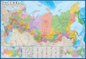 настенная Политико-административная карта России и сопредельных государств (07), картон ― Параллель