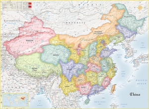 настенная карта Китай на английском языке ― Параллель