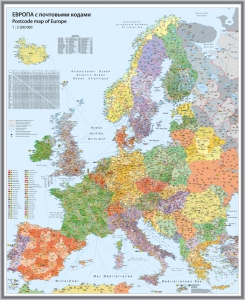 настенная карта Европа с квадратами (с zip-кодами) ― Параллель