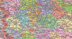 Карта "Железные дороги России" рельефная политико-административная (3D рельеф)