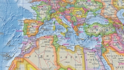 Карта мира рельефная политическая (3D рельеф)