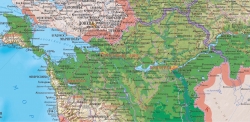 Рельефная общегеографическая карта Россия и сопредельные государства (3D рельеф)