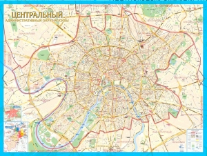 настенная карта Центральный административный округ Москвы с каждым домом ― Параллель