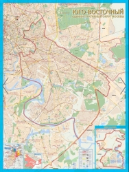 настенная карта Юго-Восточный административный округ Москвы с каждым домом