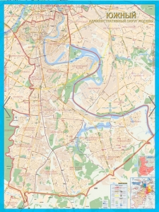 настенная карта Южный административный округ Москвы с каждым домом ― Параллель